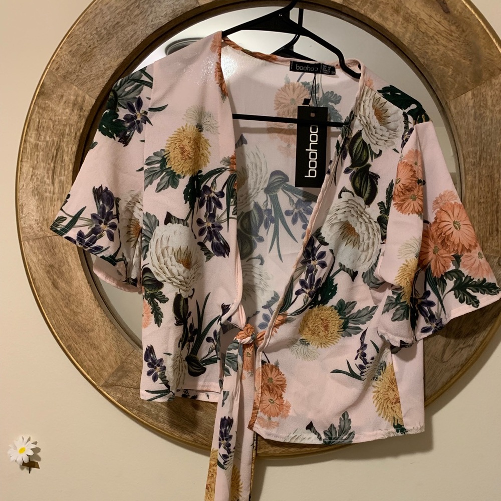 front tie floral top